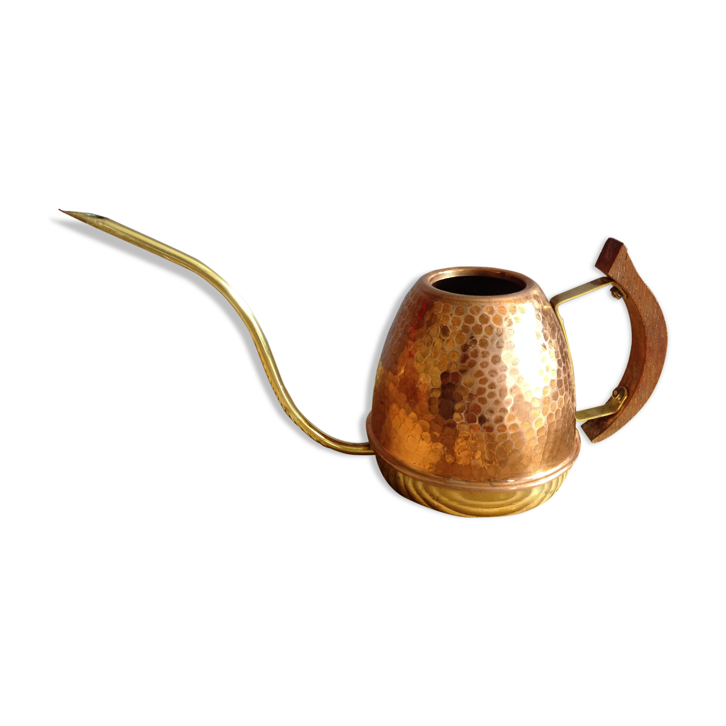 Copper and brass watering can