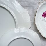 Vintage dessert service for 8 people in Gien porcelain from France, Elegance model, floral motif