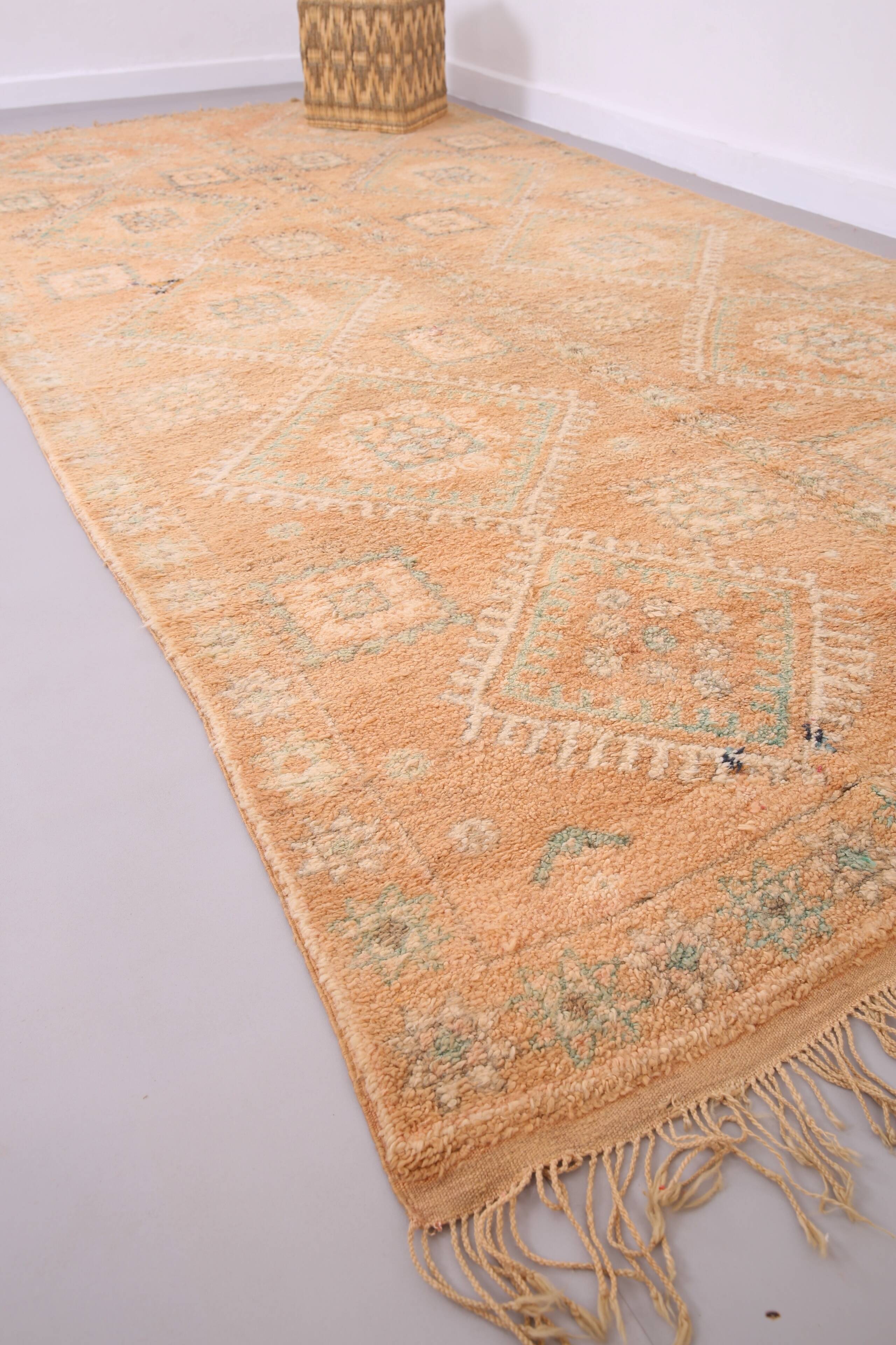 Large Vintage Moroccan Rug 188 x 387 cm - Peach Berber Rug - Handmade Rug