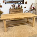Renovated solid oak farmhouse table with 2 drawers