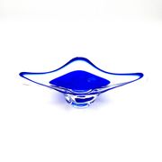 Grande Coupe Hospodka Cristal Bohême Sommerso Liseré Bleu Cobalt