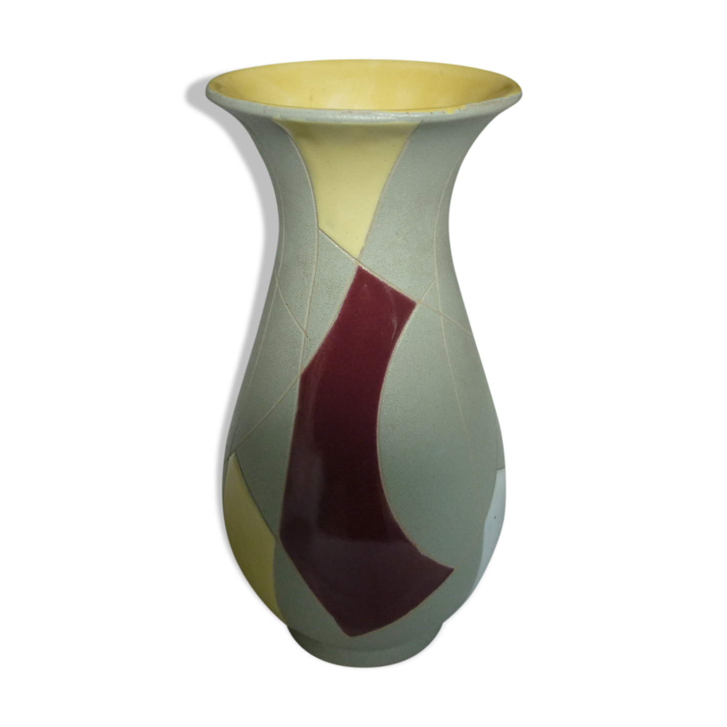 Vintage Germany ceramic vase, coloured tiles
