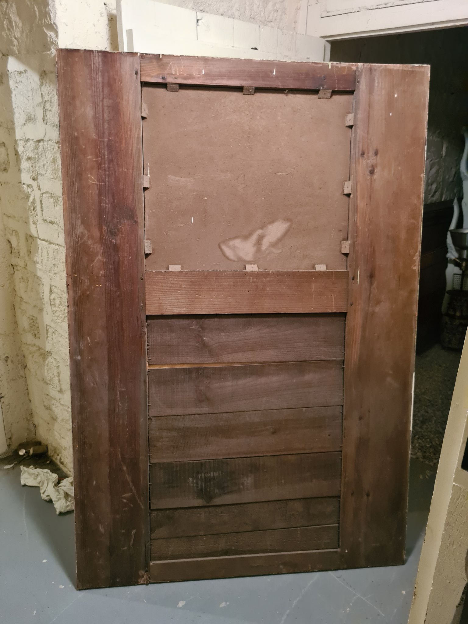 Lacquered wooden trumeau in the Louis XVI style, late 19th century.