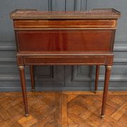 Mahogany cylinder desk nineteenth style Louis XVI red marble
