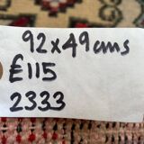 Small Vintage Turkish Rug 92x49 cm, Short Runner, Tribal, Shabby, Mini Carpet