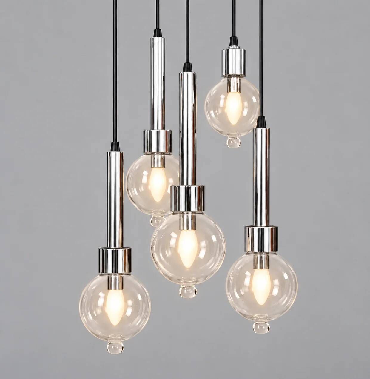 Abo Randers cascade 5 drop lamp for A/S Denmark 1970s