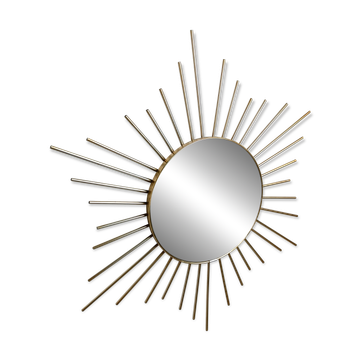Vintage brass sunburst mirror 1970s