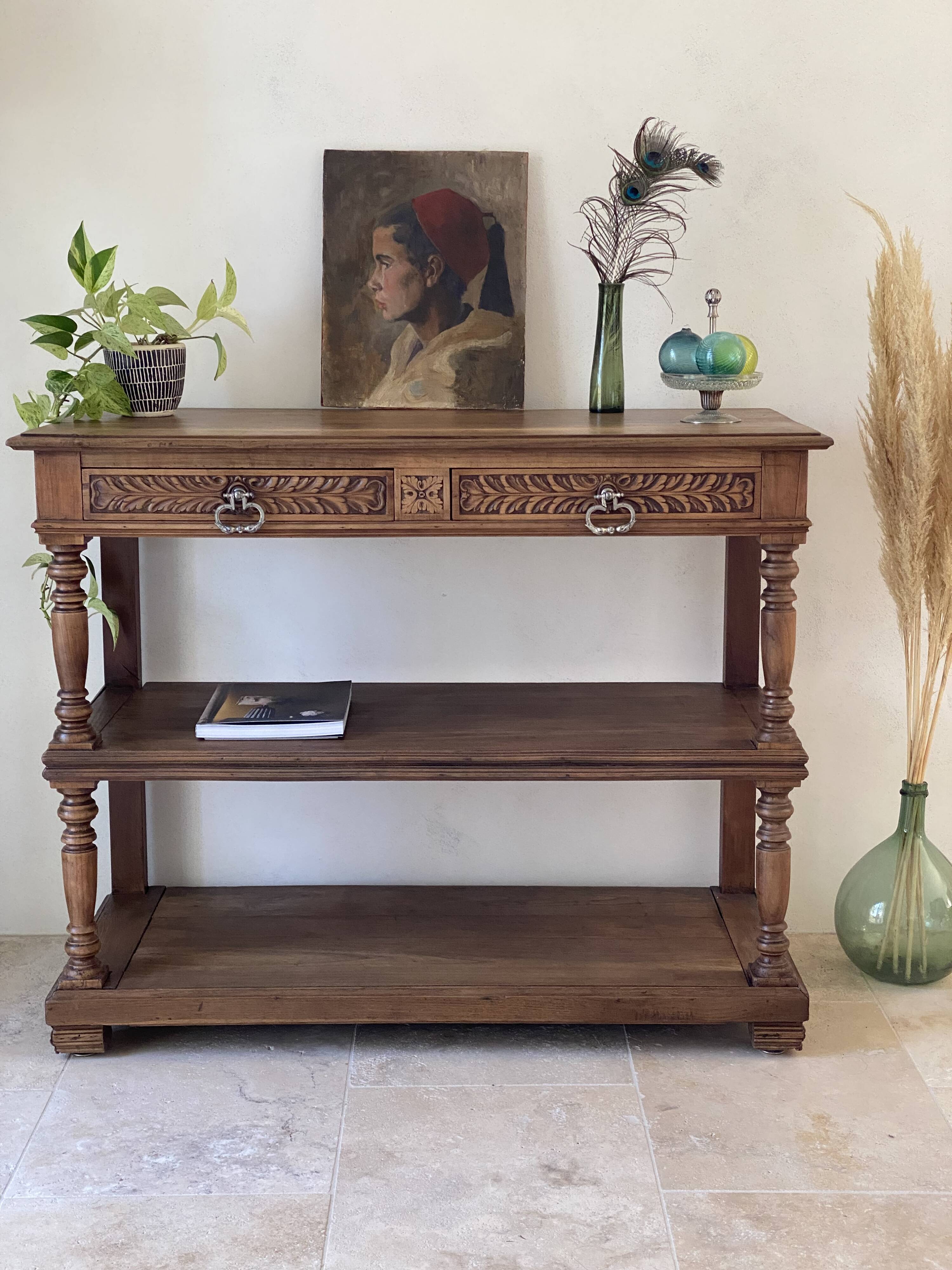 Console en chêne massif style Henri II