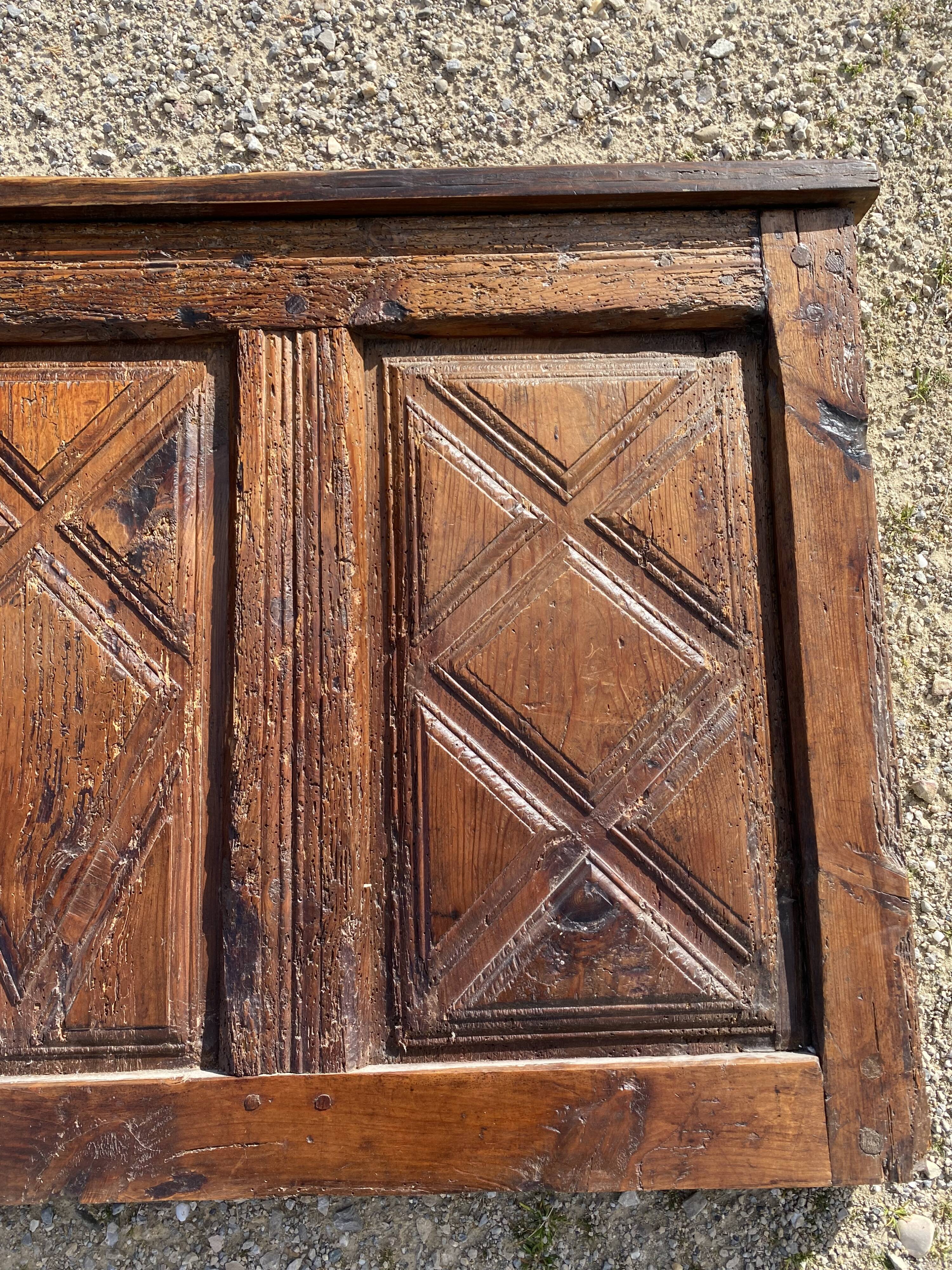 Antique wood headboard