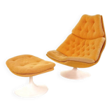 Fauteuil pivotant vintage Artifort F588 avec ottoman – Design Harcourt