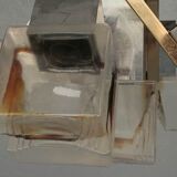 Lustre 1970 design verre et inox
