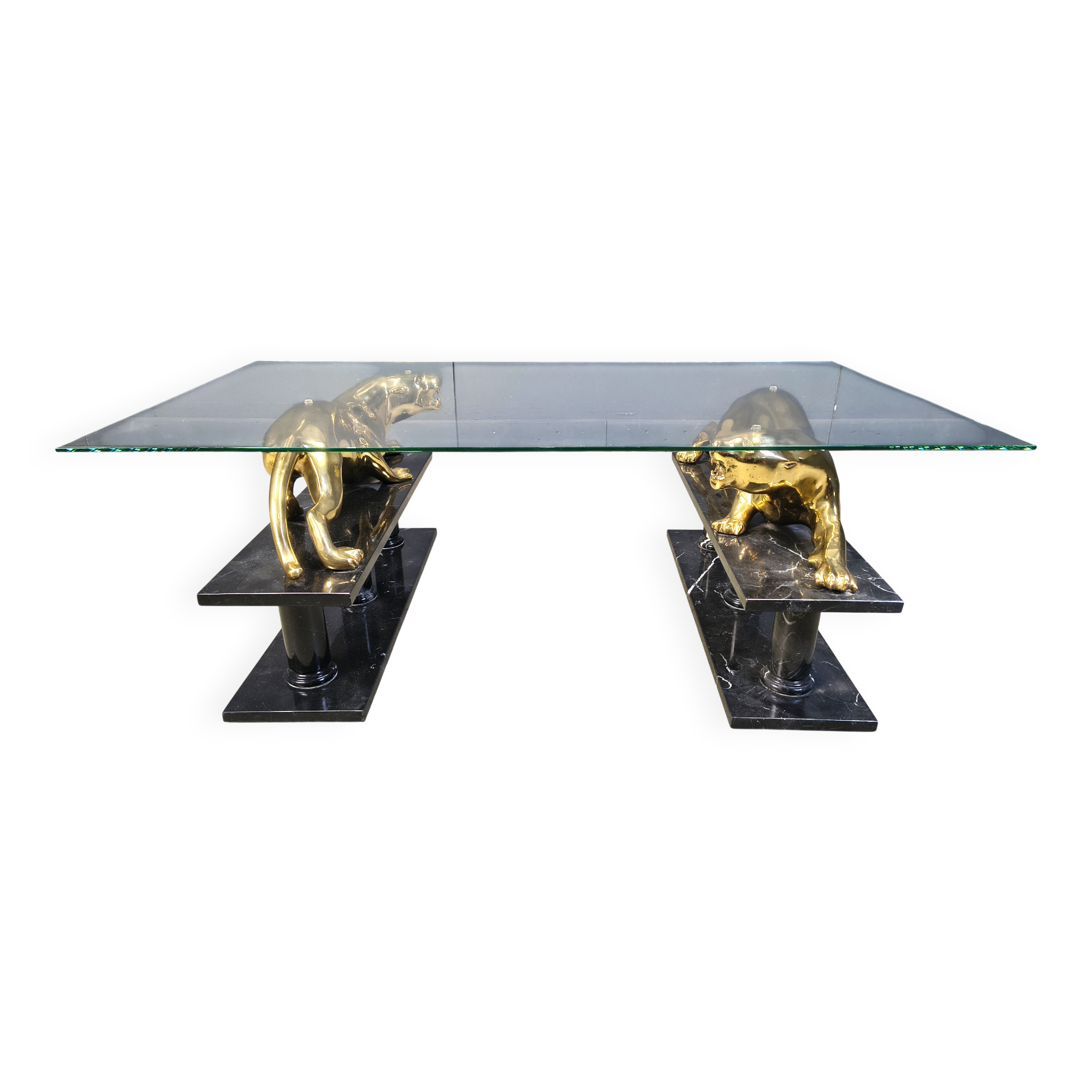 Brass and marble jaguar coffee table, 1970s