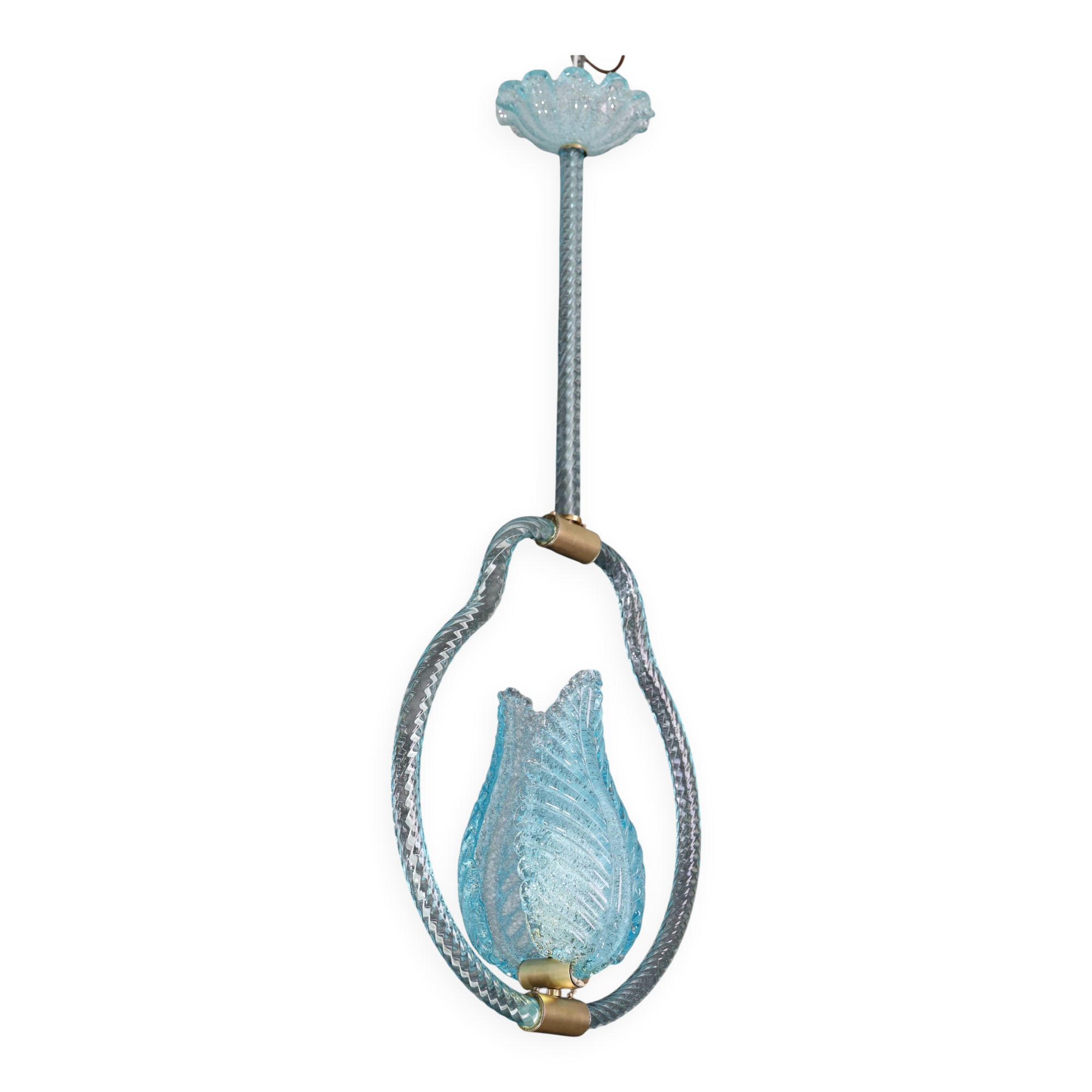 Light Blue Murano Glass Chandelier by Barovier e Toso, 1950s