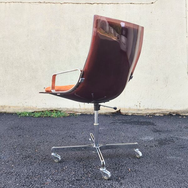 Fauteuil de bureau en plexiglas design Raphaël Raffel, 1970