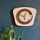 Vintage formica clock silent wall clock "Jaz pale yellow"
