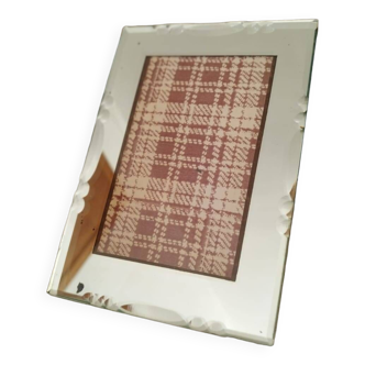 Beveled mirror photo frame to stand, suede back