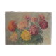 Table flowers oil on vintage canvas