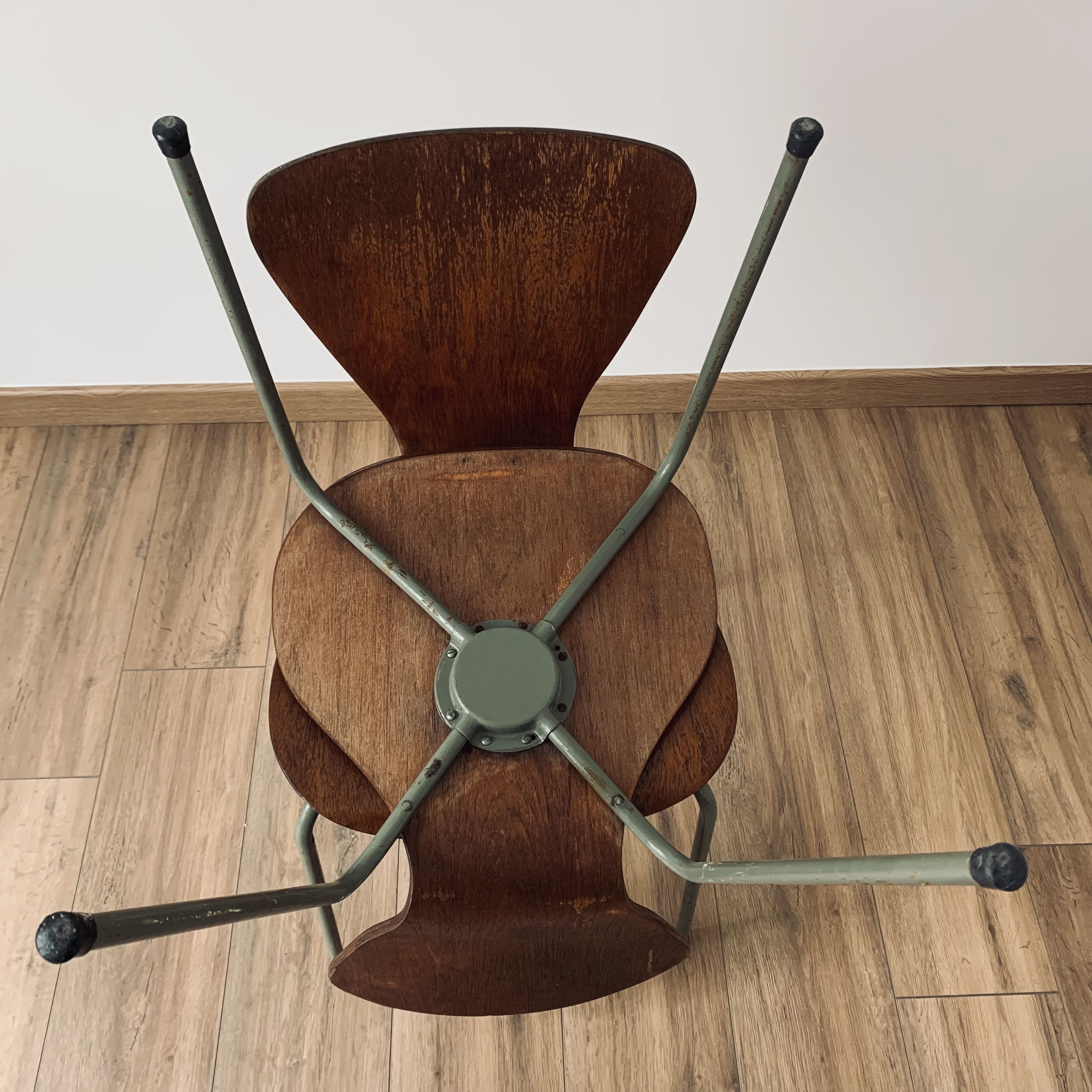 Pair of 3107 chairs - wood & metal