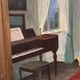 Large Original Swedish Oil on Canvas – “Interior with Reading Woman” by V. Hansen – Signed – Vintage & Framed