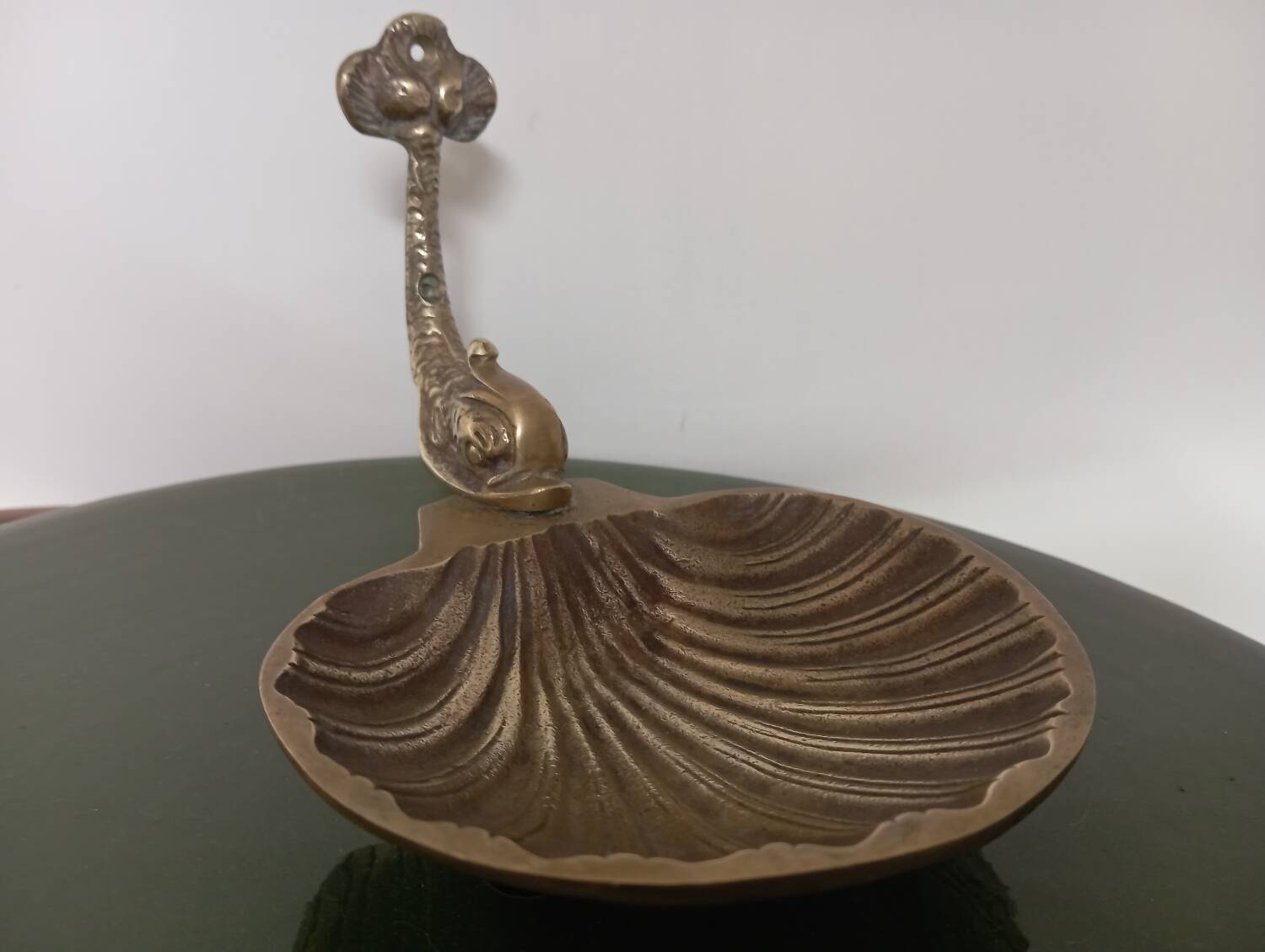 Brass shell wall soap dish, mid-20th century