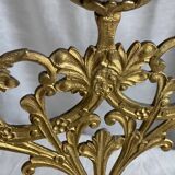 Set of 3 gilt metal candlesticks from the early 20th century.