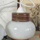 Pair of pendant lights with white glass shades from the 1950s.