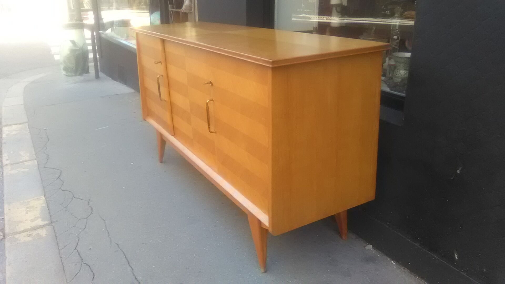 Vintage sideboard 1950 oak foot compass