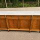 Louis XVI sideboard in solid mahogany with a white marble top, 222cm, 1950.