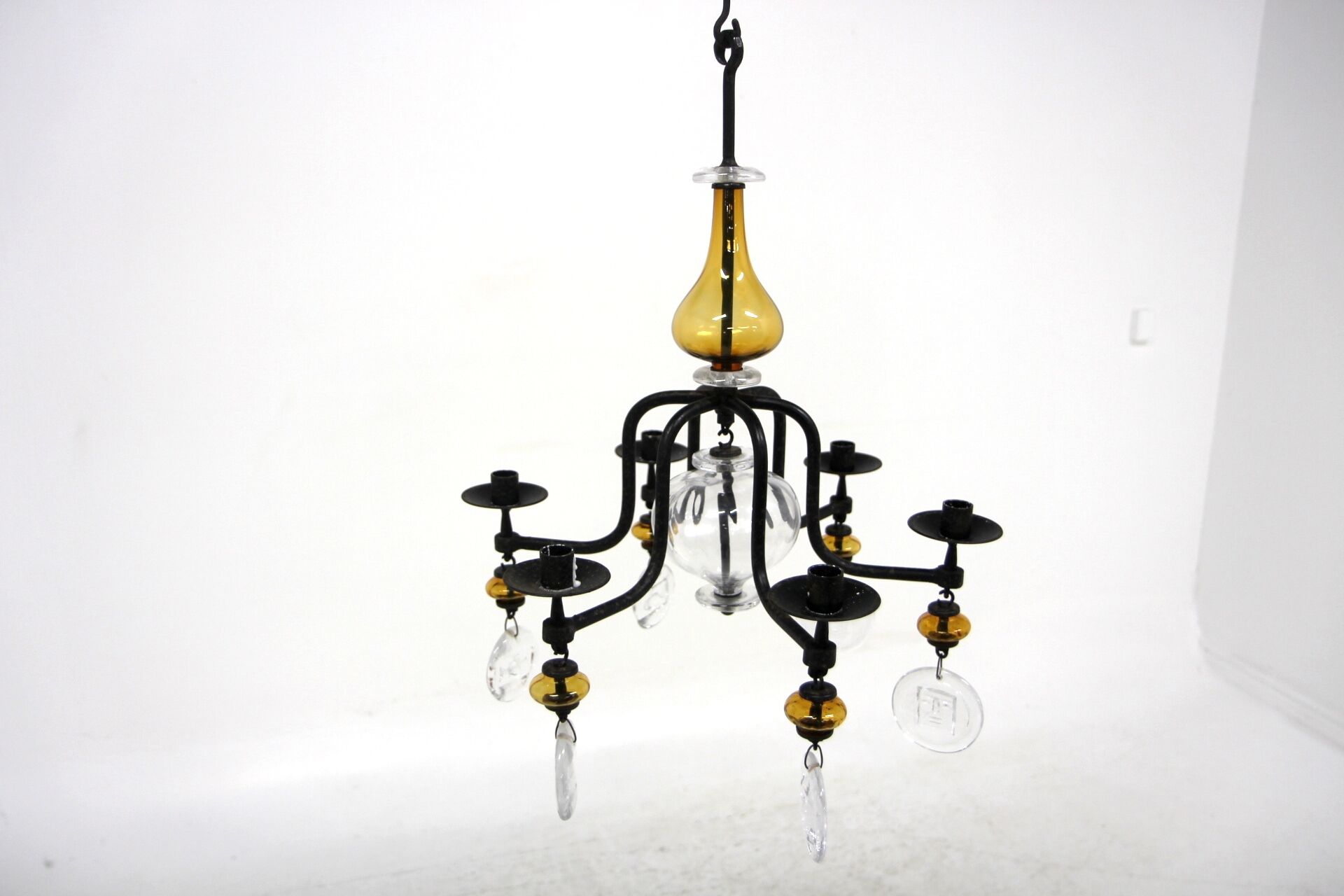 Glass chandelier, Erik Höglund, For Boda Glasbruk & Smide, Sweden, 1970