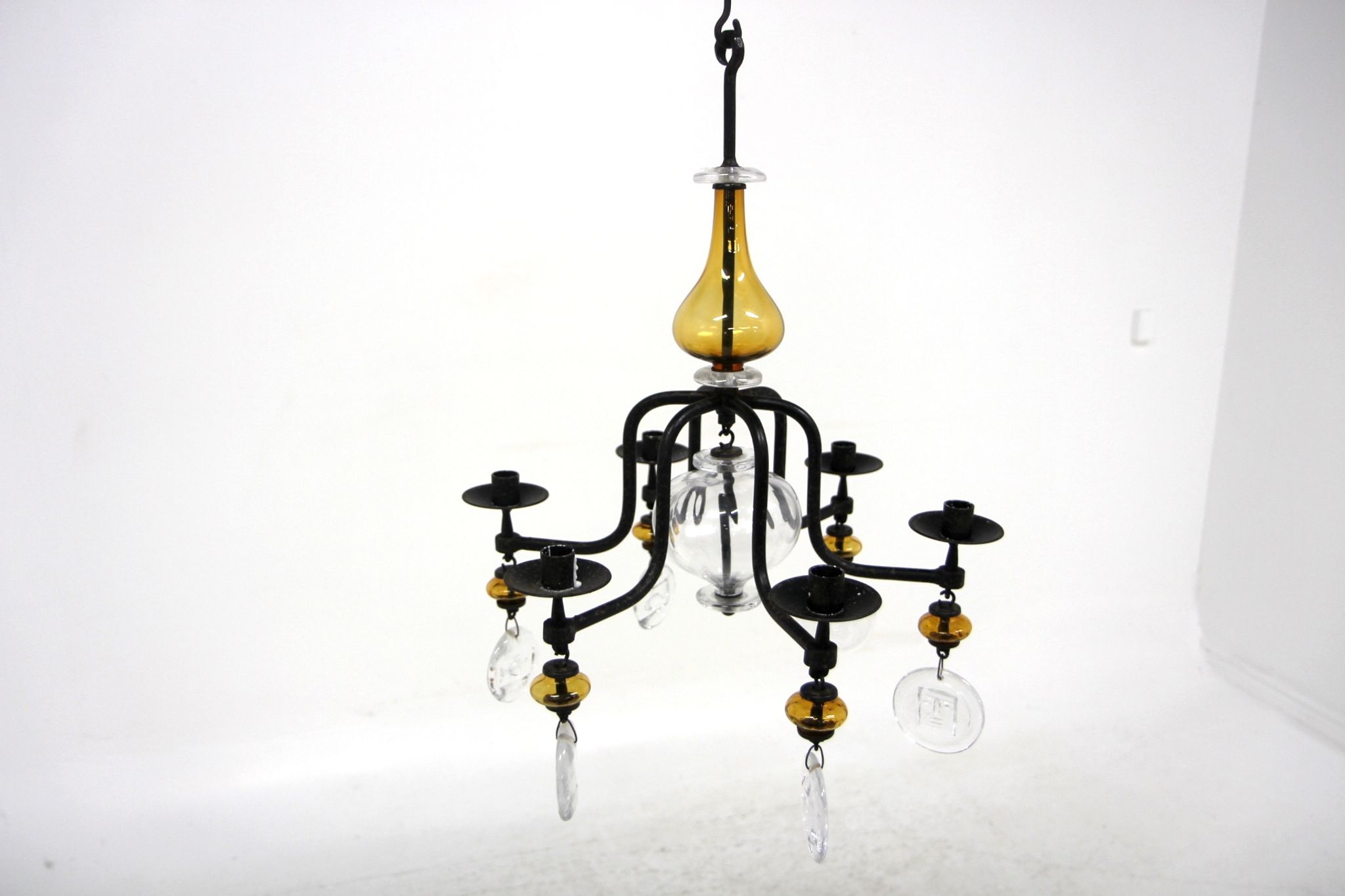 Glass chandelier, Erik Höglund, For Boda Glasbruk & Smide, Sweden, 1970