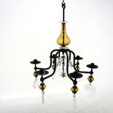 Glass chandelier, Erik Höglund, For Boda Glasbruk & Smide, Sweden, 1970