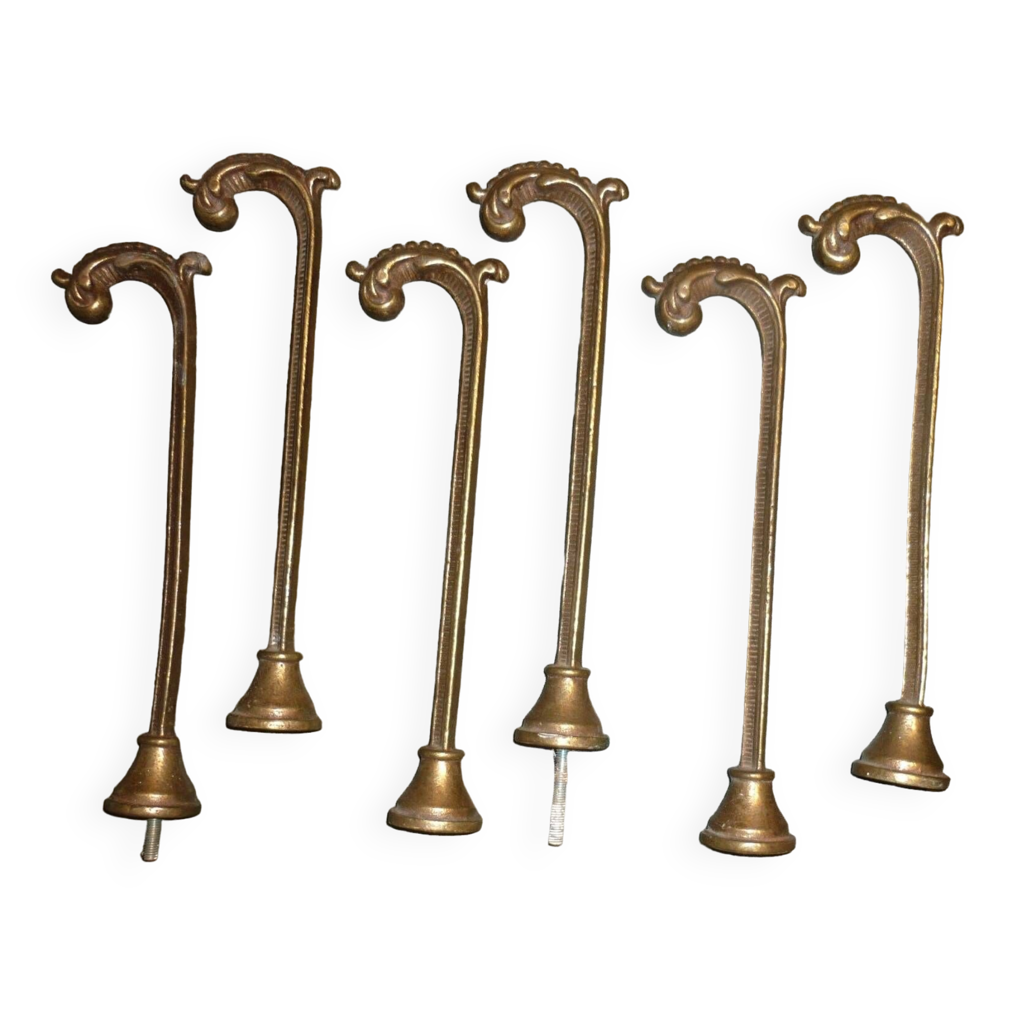 Pairs of 2 old brass tieback hooks