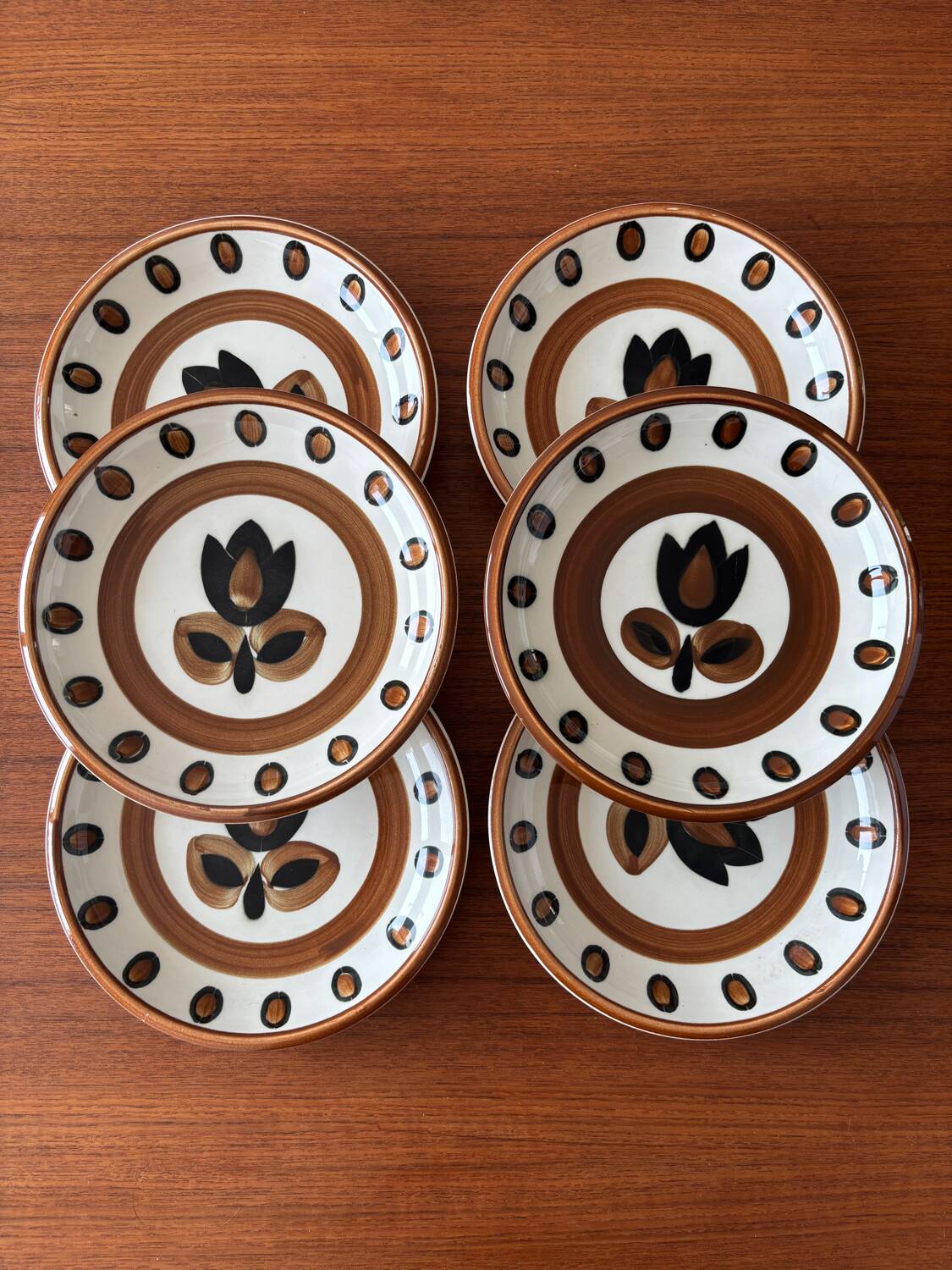 Set of 6 Boch La Louvière soup plates, Kimono model, 1970