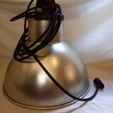 Industrial pendant light, aluminum globe, workshop style