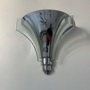 Art Deco modernist wall lamp, chrome and sandblasted glass, France 1930