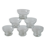 Set of 6 engraved crystal champagne glasses 1960