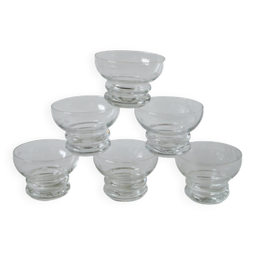 Lot de 6 coupes à champagne en cristal gravé 1960