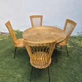 Wicker and black metal dining set