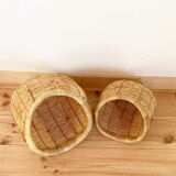 Vintage rattan corner baskets