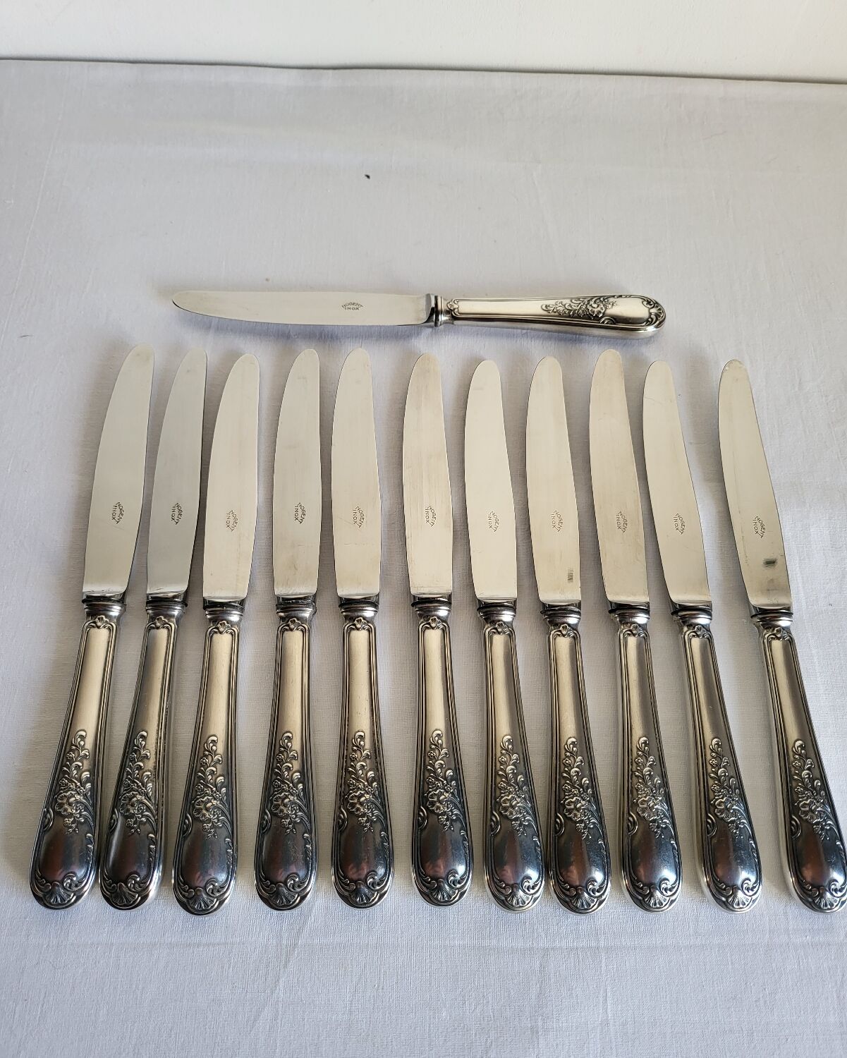 12 Silver-Plated Dessert Knives with Stainless Steel Blades Nogent