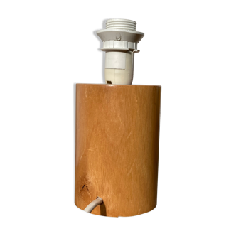 Pied de lampe 1980 en bois vintage cylindrique