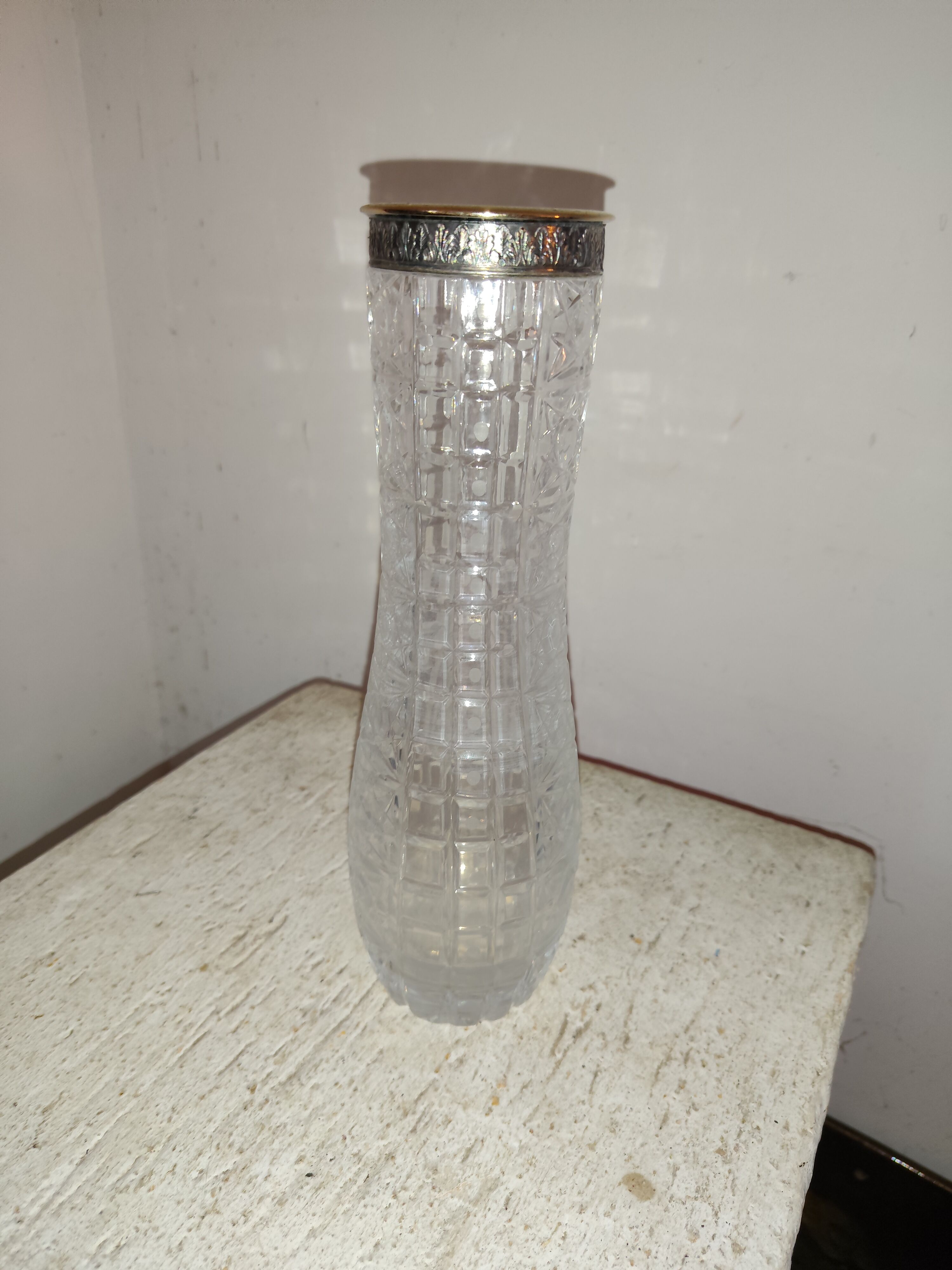 Crystal vase and solid silver
