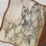 Pedestal table, old bedside table, Louis XV style, in wood and marble