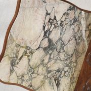 Pedestal table, old bedside table, Louis XV style, in wood and marble
