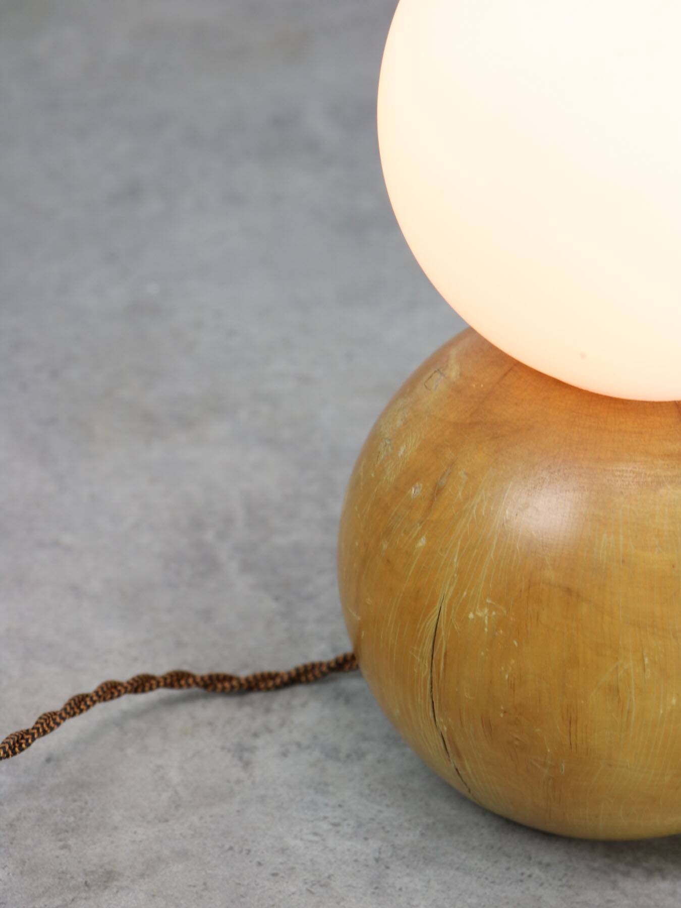 Vintage Italian Wooden and Opaline Table Lamp