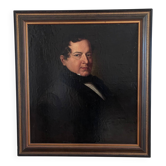 Antique original oil painting of a German opera tenor, large 19th century portrait