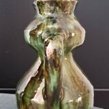 Art Deco Amphora Vase Ceramic Thulin Style (Belgium) Flamed Jasper Decor