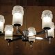 Space age chandelier with 6 lights in chrome and moulded glass by Hillebrand Lighting, 1960s.