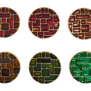 6 vintage cloisonné coasters in the style of mithé espelt, m. de crécy, ...