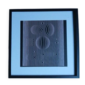 Tableau vintage art optique - noir cadre